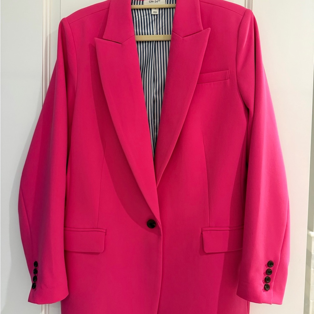 Hot Pink Single-Button Tailored Blazer